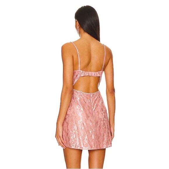 For Love & Lemons 🍋 Shai Mini Dress in Pink XL NWT $ 249.00 - Picture 2 of 10